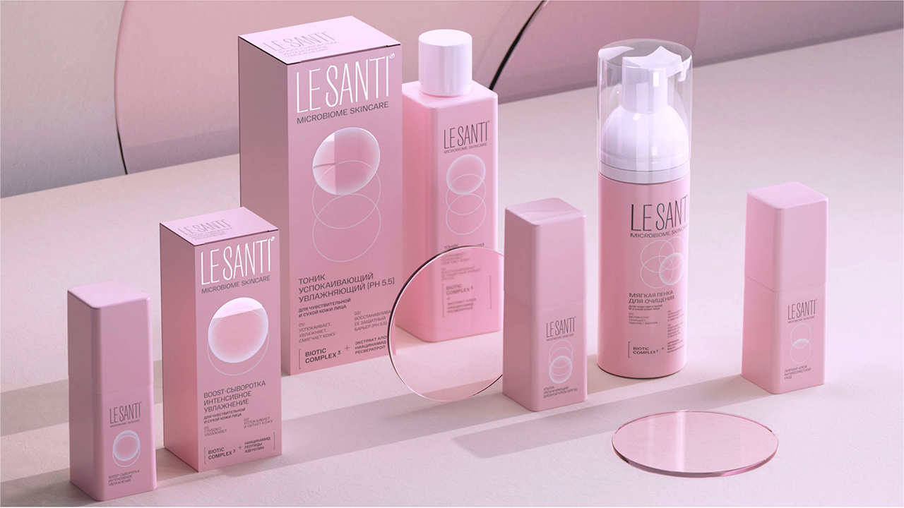 Дизайн упаковки новой серии косметических средств Le Santi